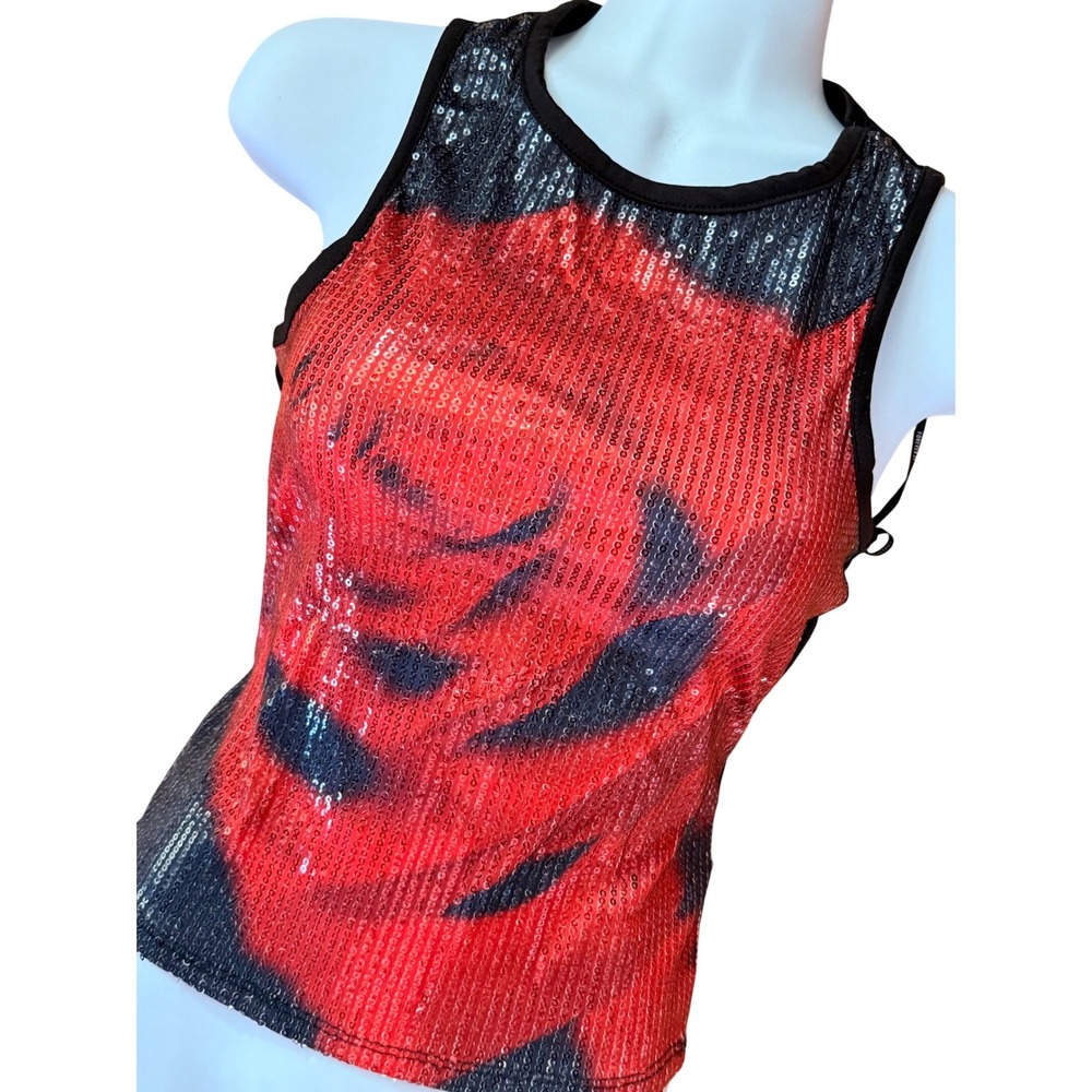 Forever 21 Red Rose printed Sequin‎ Tank Top